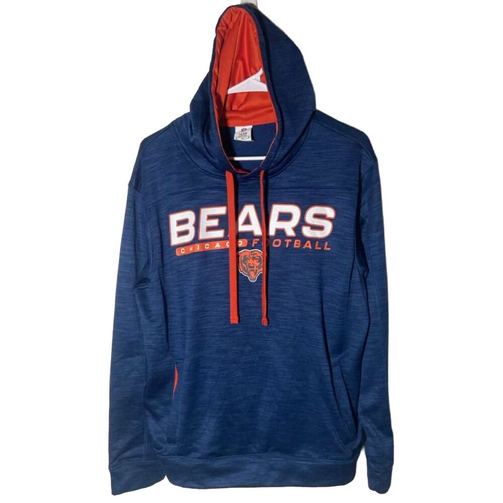 Chicago Bears Hoodie Medium Navy Orange Pullover NFL Football Sweatshirt NWOT - Picture 4 of 8